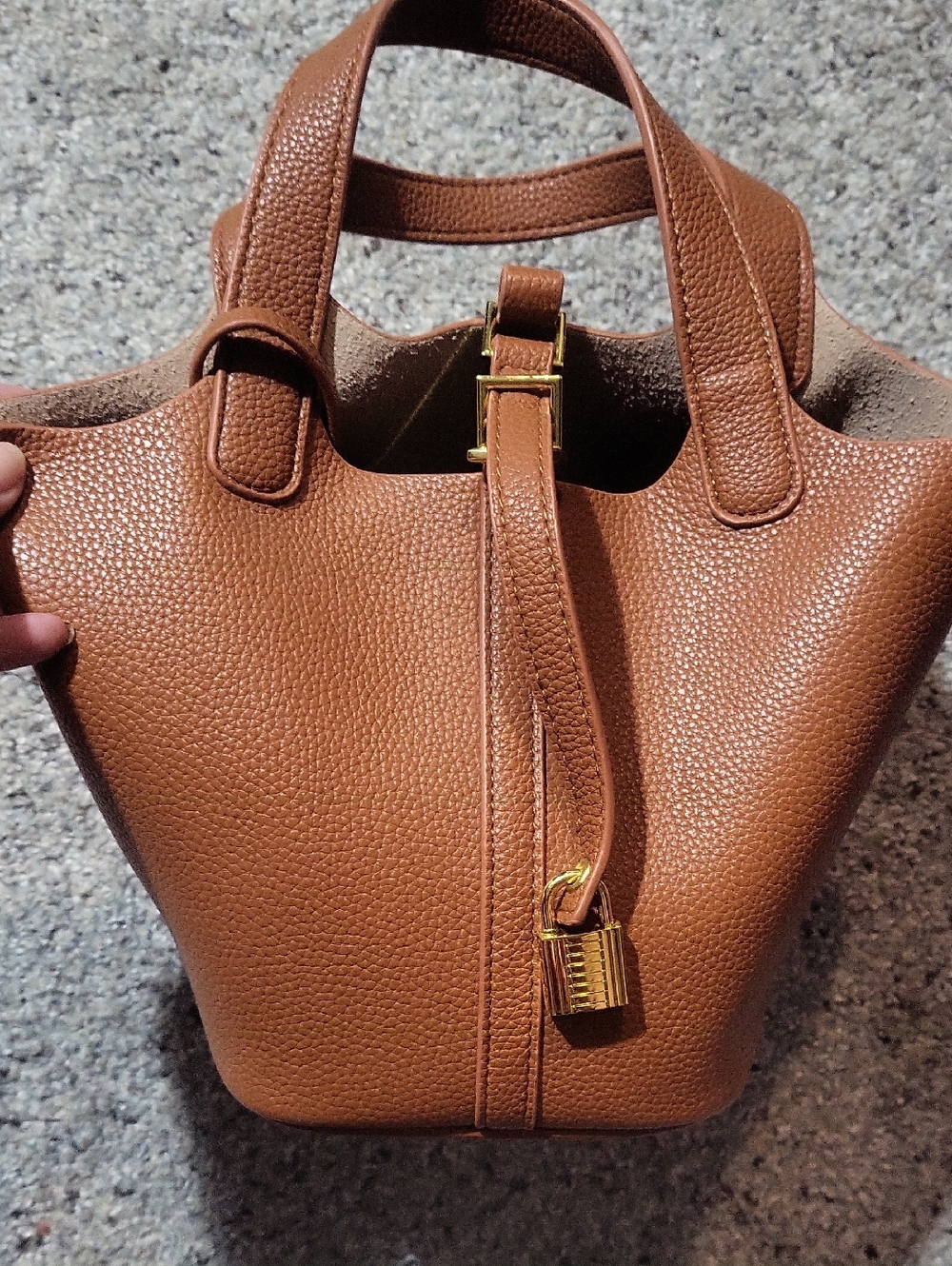 Classic Tan Pebbled Leather Tote Bag